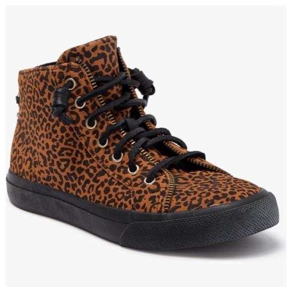 NEW! Sperry x Rebecca Minkoff Leopard Print High Top Sneakers - Size 6 👠 - Picture 1 of 13